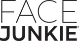 Face Junkie logo in bold black text on a transparent background, featuring the brand name "FACE JUNKIE" in all capital letters, with a clean and modern font. Suitable for versatile branding across different backgrounds.